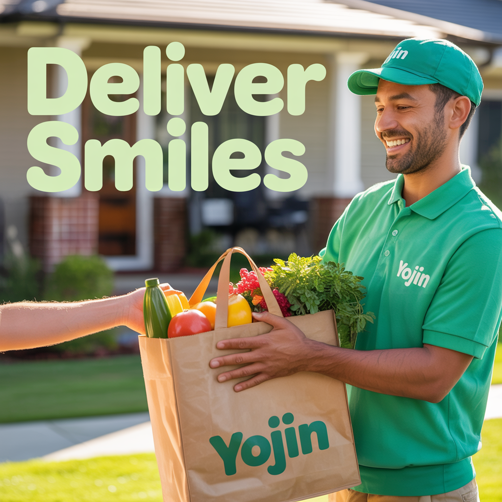 Yojin driver delivering with a smile