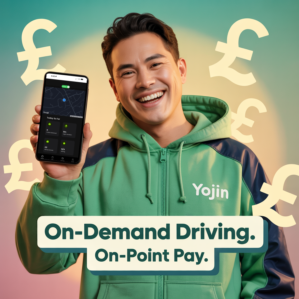 Yojin driver with app showing on-demand driving